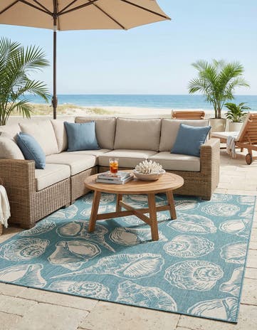 9' x 12' Easy-Clean Coastal Indoor / Outdoor Rug
