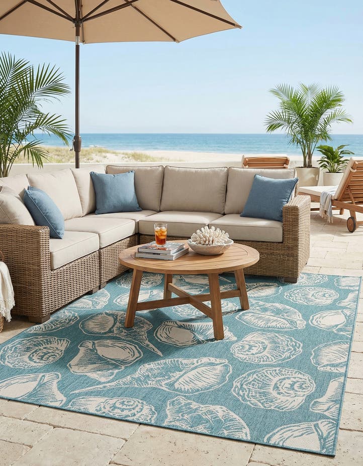 9' x 12' Easy-Clean Coastal Indoor / Outdoo...