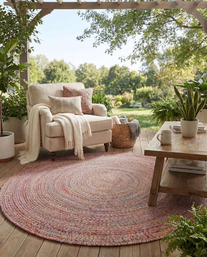 5' 3 x 5' 3 Easy-Clean Eco Verse Washable Indoor / Outdoor Round Rug