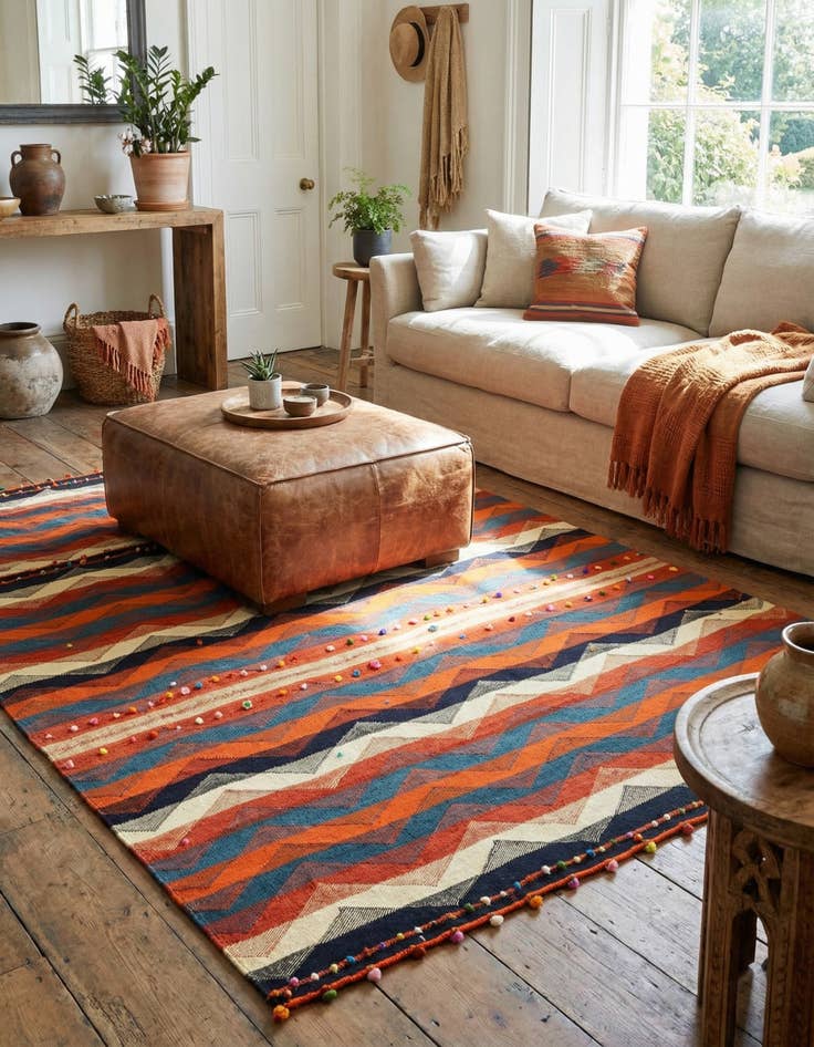 Detail image of 5' 8 x 6' 2 Jajim Wool Square Rug