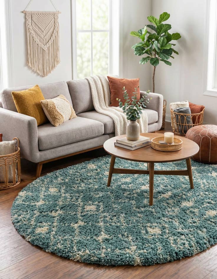 Detail image of  7' 10 x 10' Moroccan Trellis Shag Oval Rug