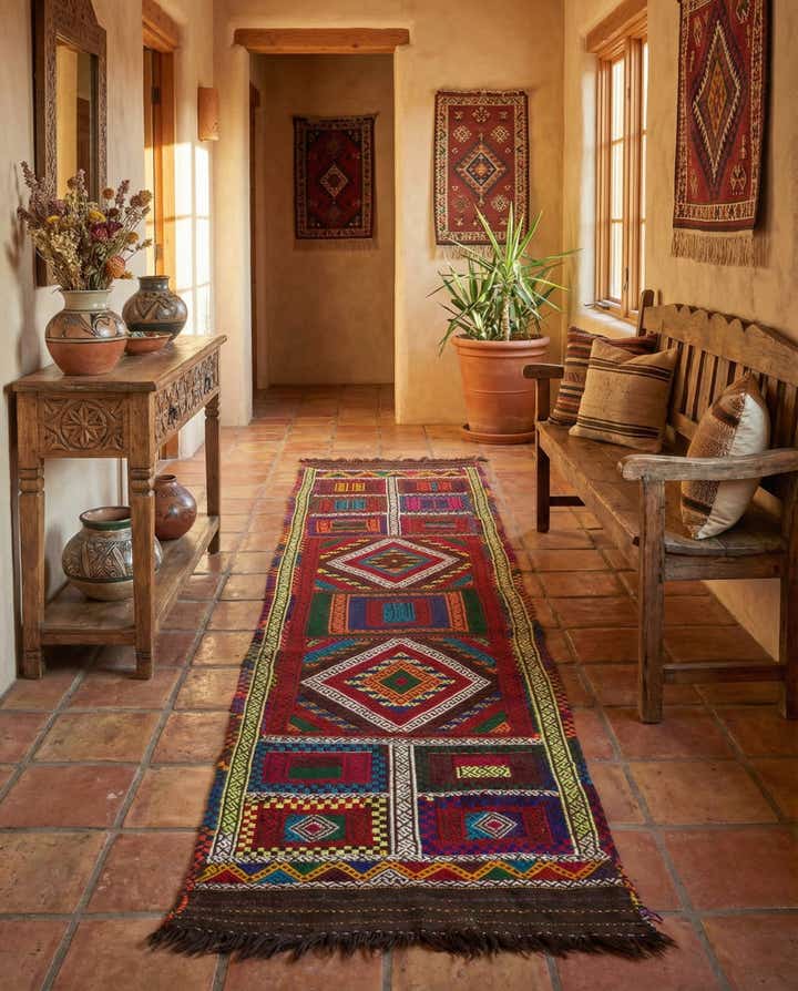 2' x 8' Hand Knotted Kilim Fars Persian Wool Runner Rug