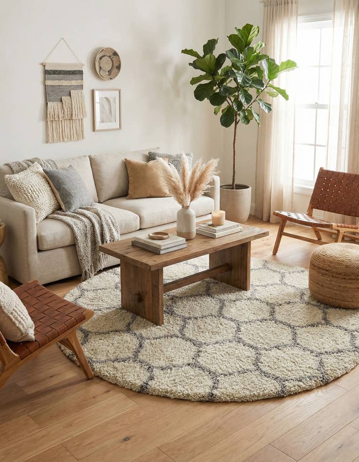 Detail image of  10' x 10' Lattice Shag Round Rug