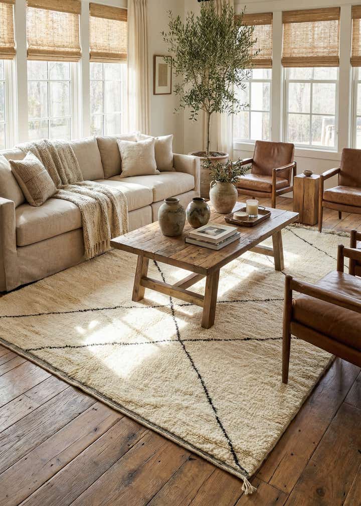 6' 5 x 9' 3 Hand Knotted Moroccan Wool Rug