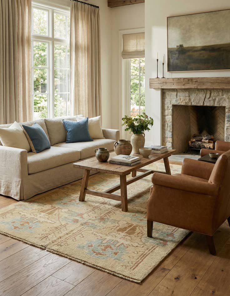 Detail image of 4' 6 x 8' 3  Hand Knotted Oushak Wool Runner Rug