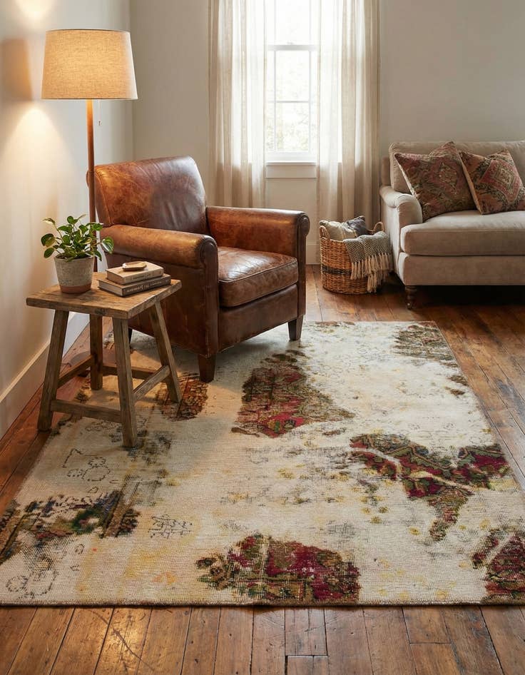 Detail image of  3' 9 x 4' 3  Hand Knotted Ultra Vintage Persian Wool Square Rug