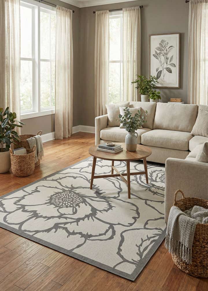 7' x 10' Easy-Clean Botanical Indoor / Outdoor Rug