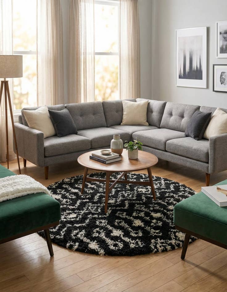 Detail image of 7' 10 x 7' 10 Moroccan Trellis Shag Round Rug