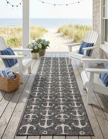 2' 7 x 12' Easy-Clean Coastal Indoor / Outdoor Runner Rug