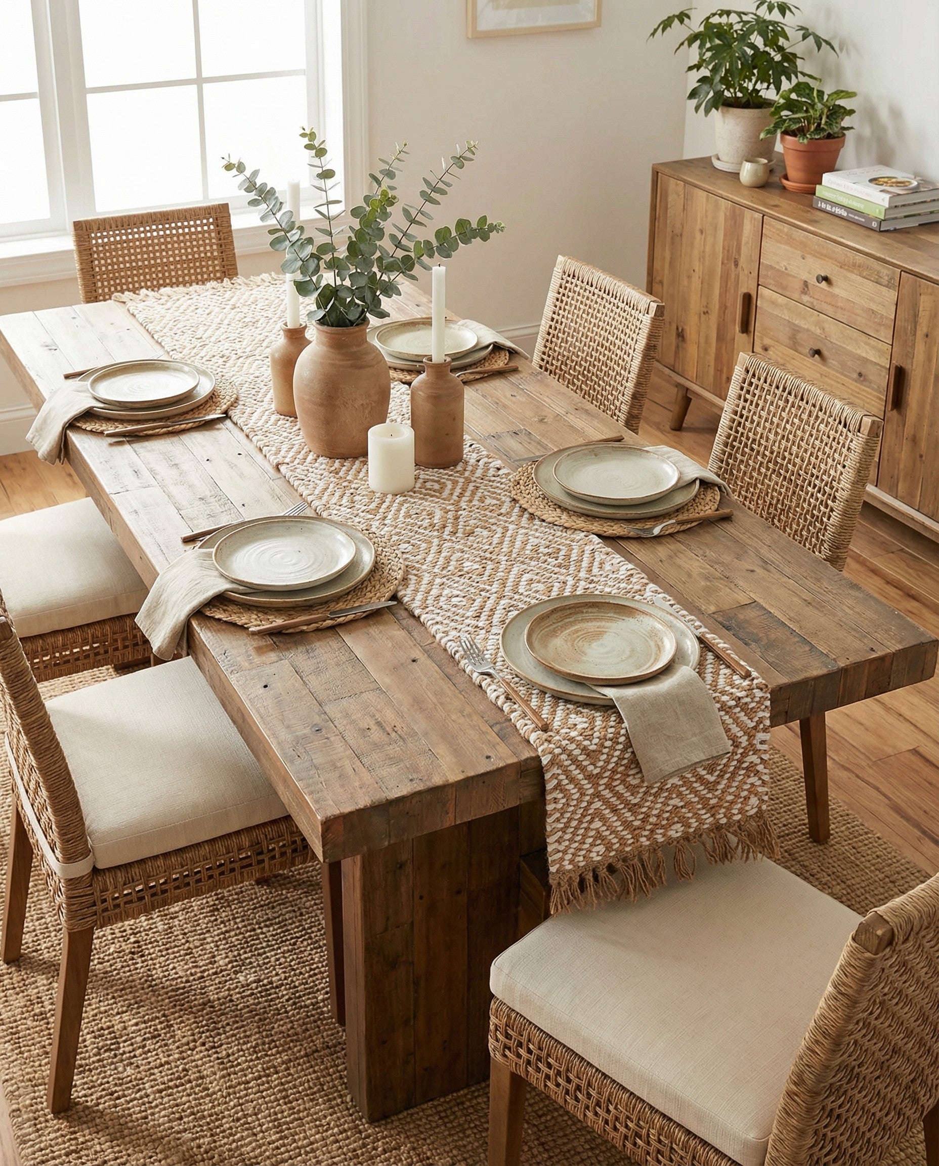  1' 2 x 4' 1  Hand Woven Braided Jute Table Runner Rug