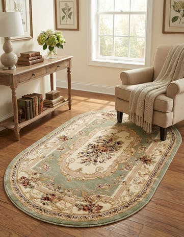 Green Chateau Oval Rug