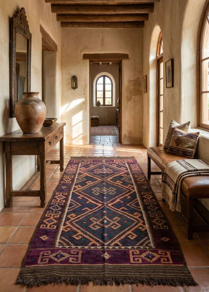 5' 2 x 9' 10 Hand Woven Kilim Fars Wool Runner Rug