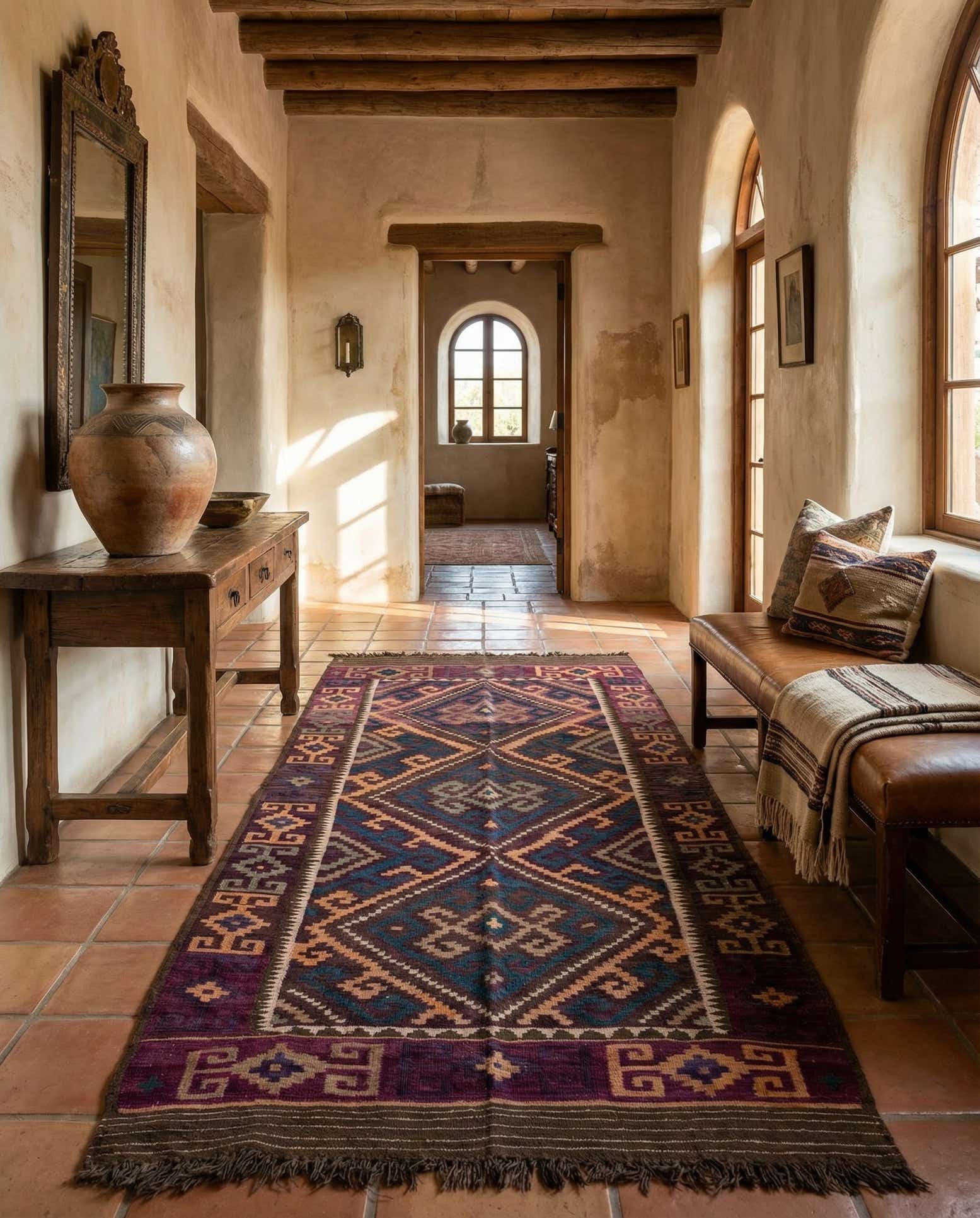 5' 2 x 9' 10 Hand Woven Kilim Fars Wool Runner Rug