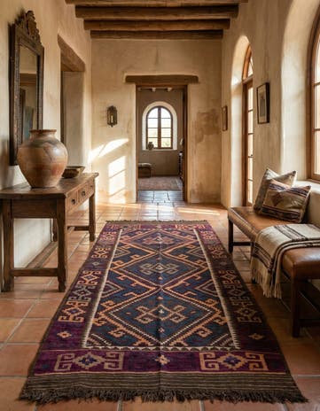 5' 2 x 9' 10 Hand Woven Kilim Fars Wool Runner Rug