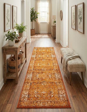 Terracotta and White Ankara Runner Rug