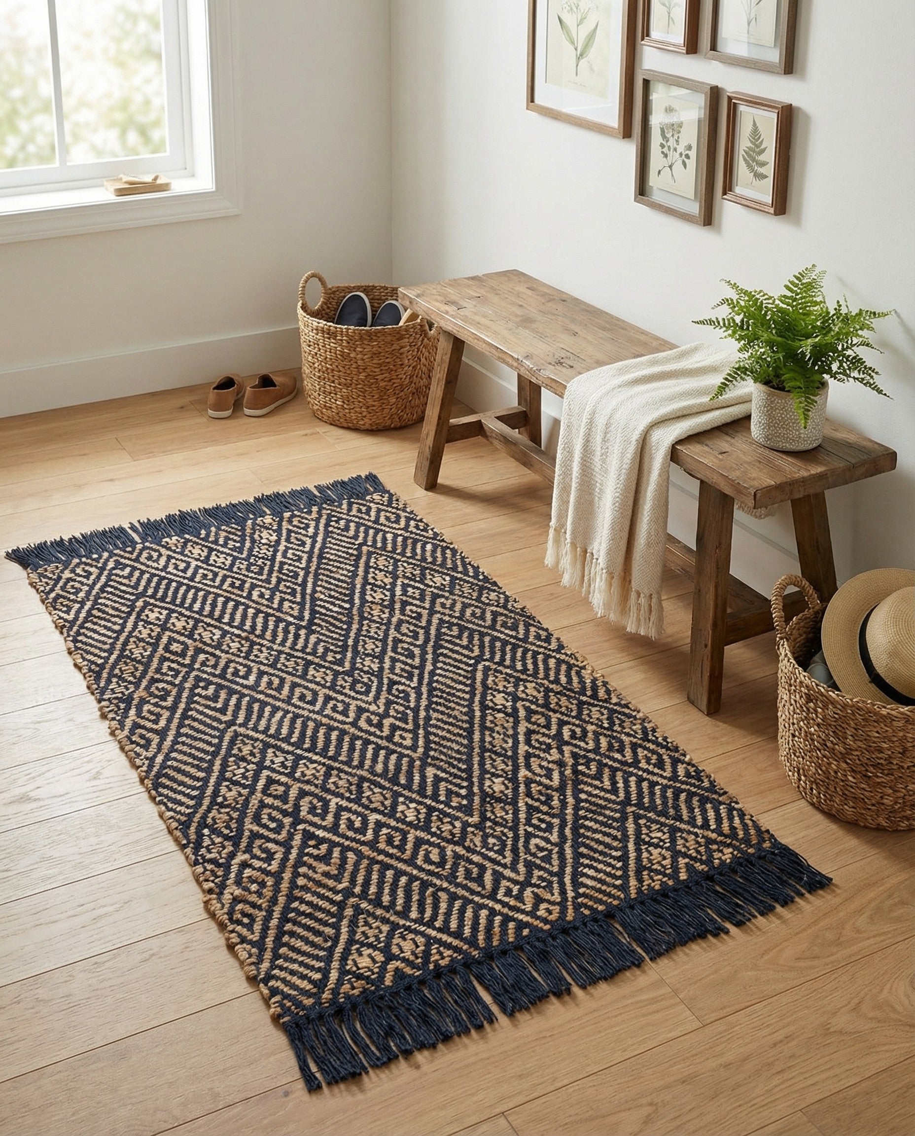  2' x 3' 1  Hand Braided Jute Rug