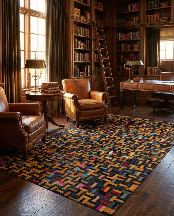 Detail image of 5' 1 x 7' 10 Cowhide - Patchwork Rug