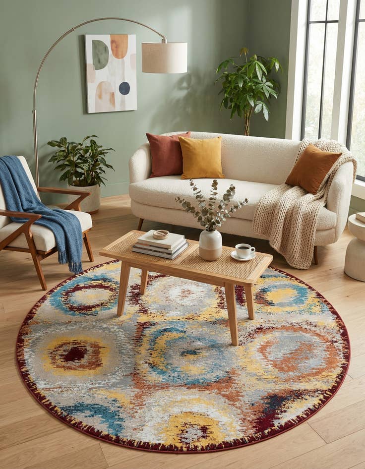 Detail image of 7' 10 x 7' 10 Kamala Washable Round Rug