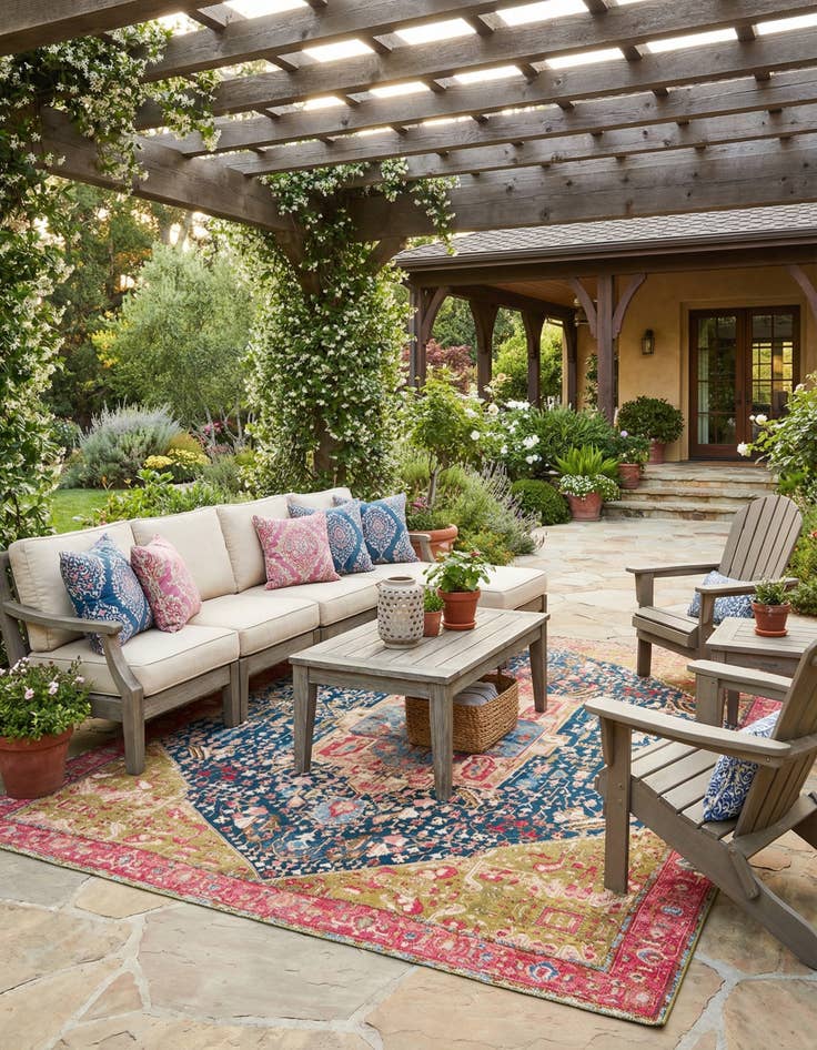 Detail image of 10' x 12'  Washable Traditional Indoor / Outdoor Rug