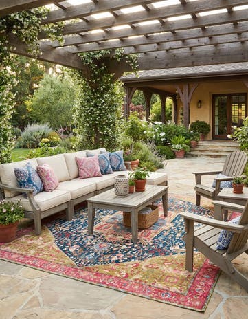 Easy-Clean Traditional Indoor / Outdoor Rug