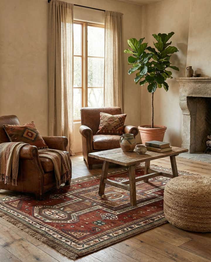 4' 4 x 6' 2 Hand Knotted Kars Wool Rug