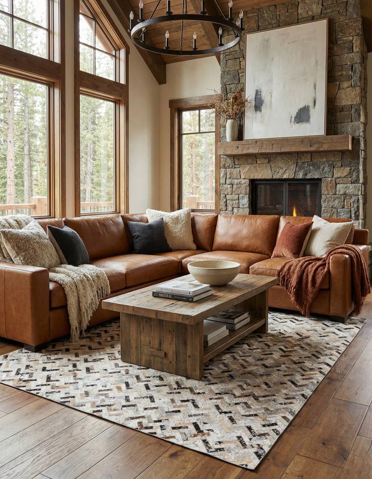 Detail image of 5' 3 x 7' 6 Cowhide Stocks Rug