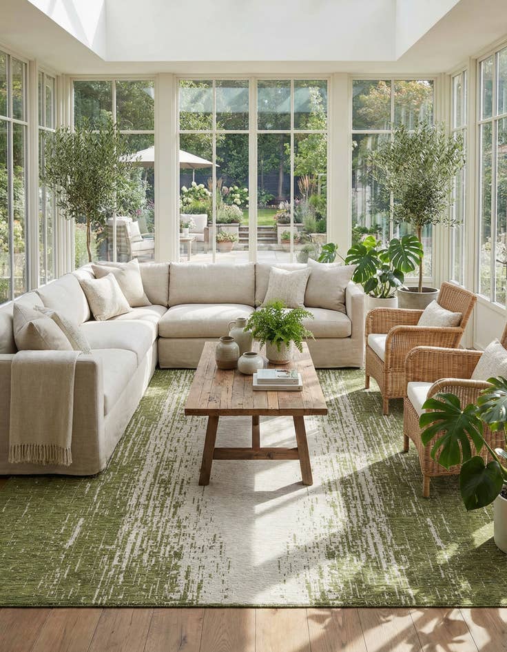 Detail image of 13' x 13'  Washable Modern Indoor / Outdoor Square Rug