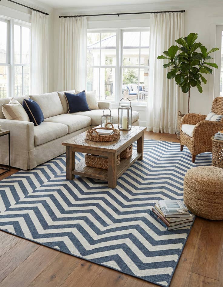 Detail image of 9' x 12'  Washable Coastal Indoor / Outdoor Rug