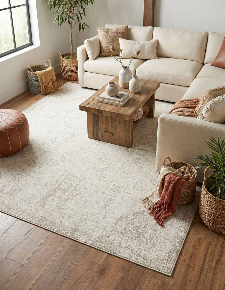 Detail image of 10' x 10'  Washable Aztec Indoor / Outdoor Square Rug