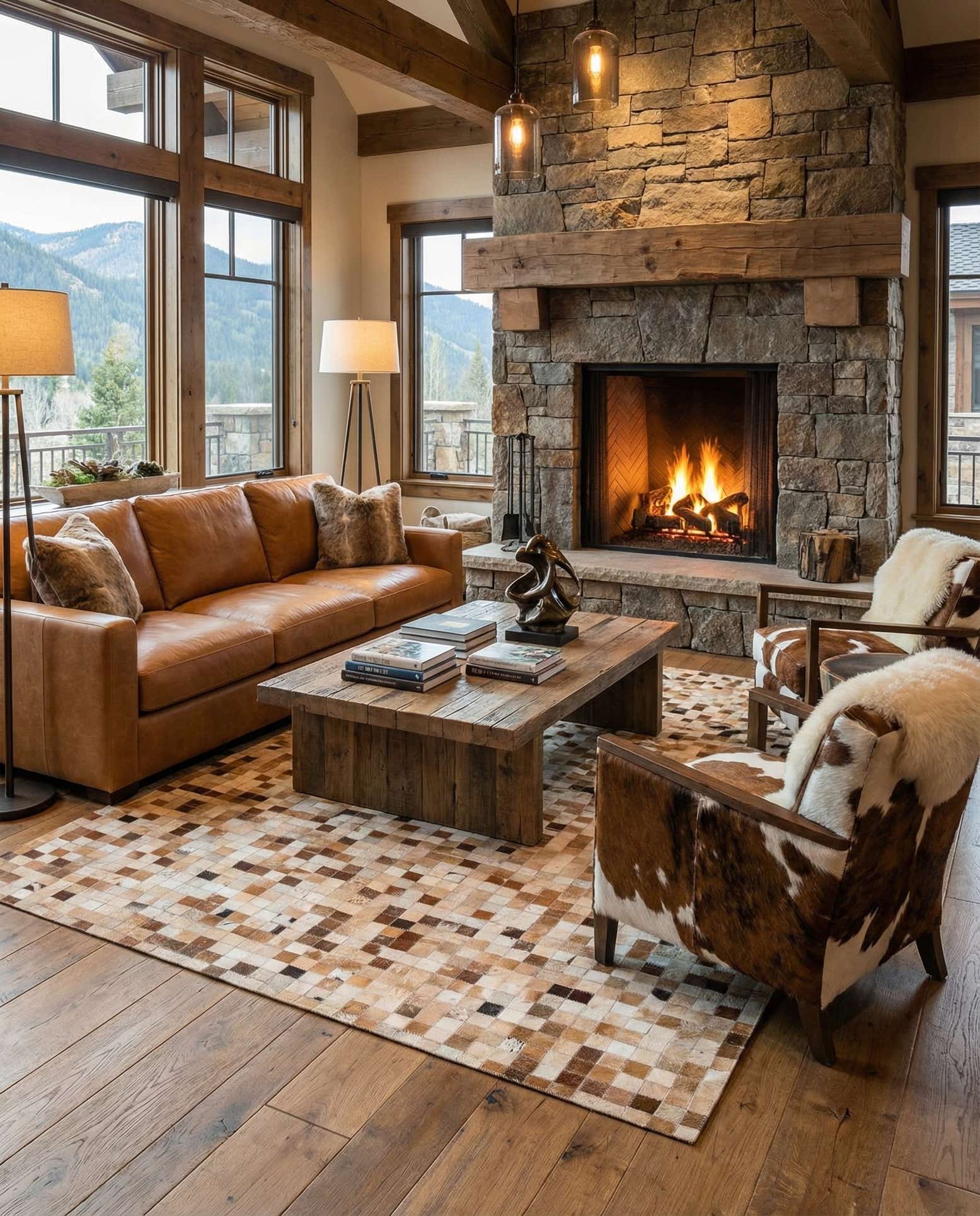 5' x 8' 1 Cowhide Leather Rug