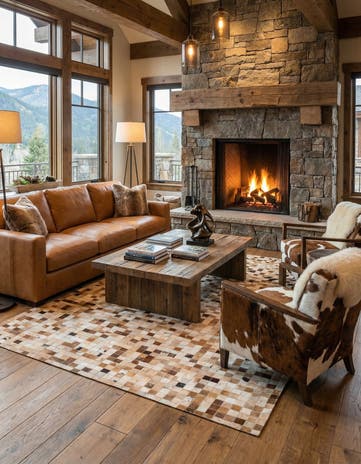 5' x 8' 1 Cowhide Leather Rug