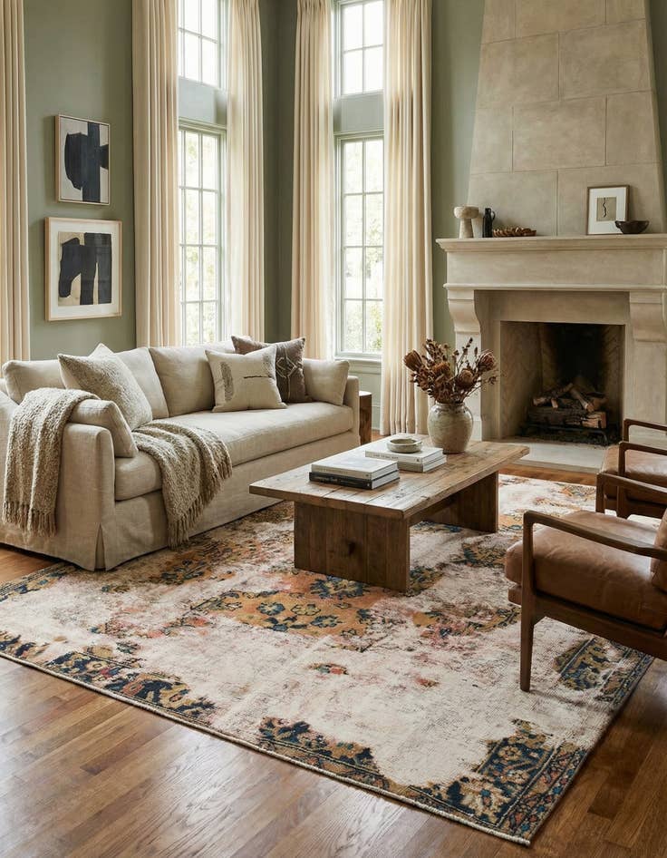 Detail image of 6' 7 x 8' 4  Hand Knotted Ultra Vintage Persian Wool Square Rug