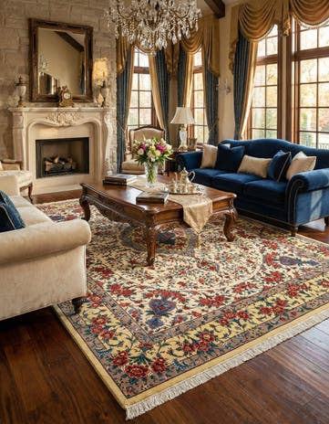 9' 10 x 13' 5 Ghom Wool Rug