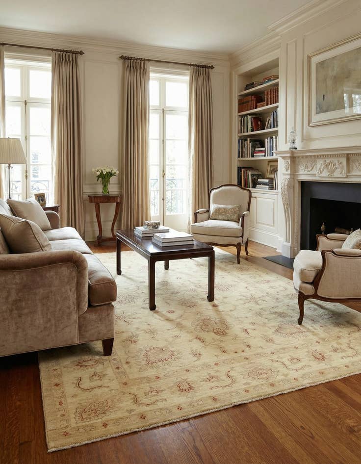 Detail image of  5' 9 x 8'  Hand Knotted Peshawar Ziegler Rug