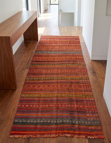 4' x 8' 8 Hand Woven Kilim Modern Wool Runner Rug