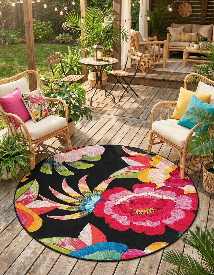 5' x 5' Easy-Clean Botanical Indoor / Outd...