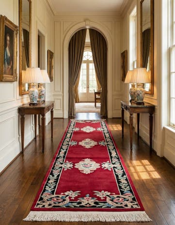 2' 7 x 12' 2 Hand Knotted Carved Pekin Wool Runner Rug