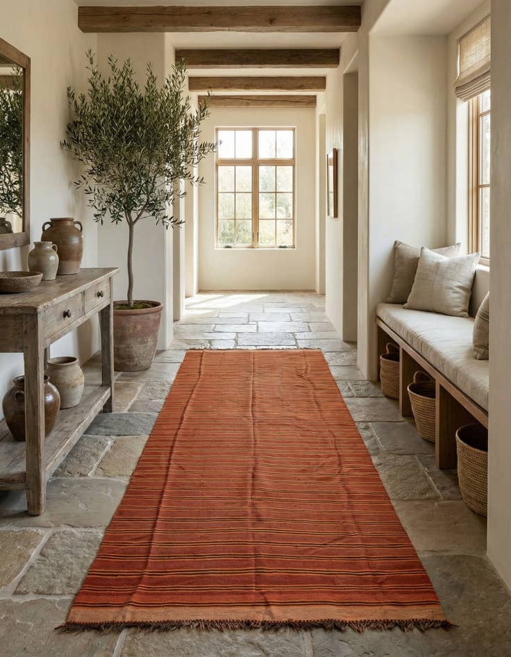 Detail image of 5' 2 x 13' 7 Hand Woven Kilim Fars Wool Runner Rug