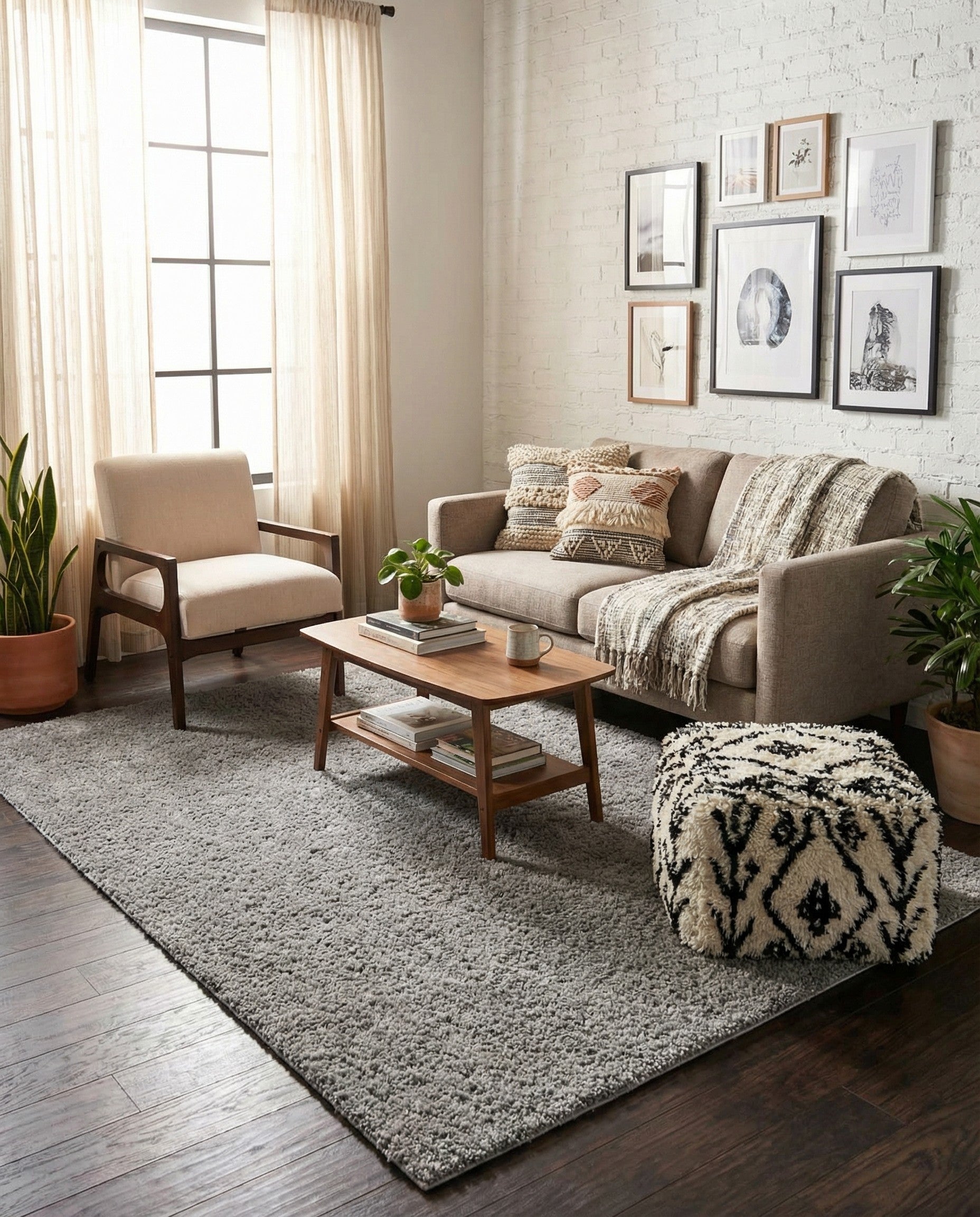  4' x 6' Solid Shag Rug