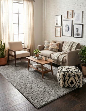 Light Gray Solid Shag Rug