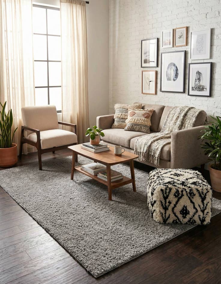 Detail image of  4' x 6' Solid Shag Rug