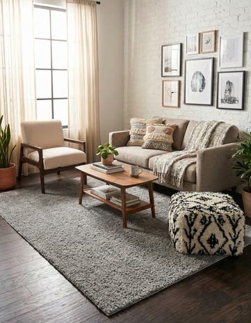 Light Gray Solid Shag Rug
