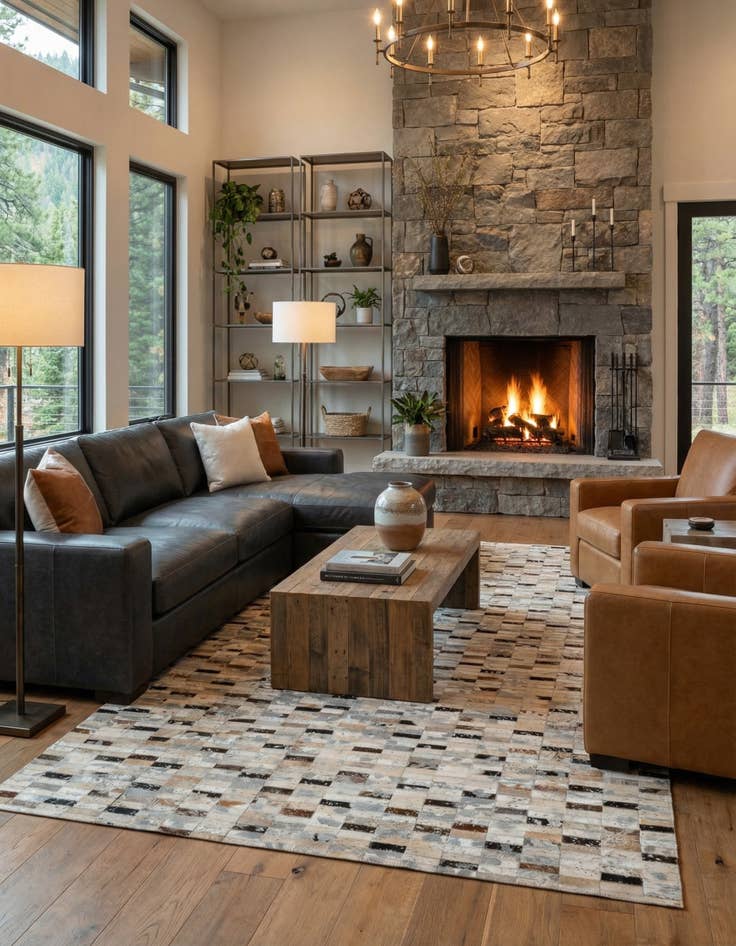 Detail image of  5' x 7' 11 Cowhide - Patchwork Rug