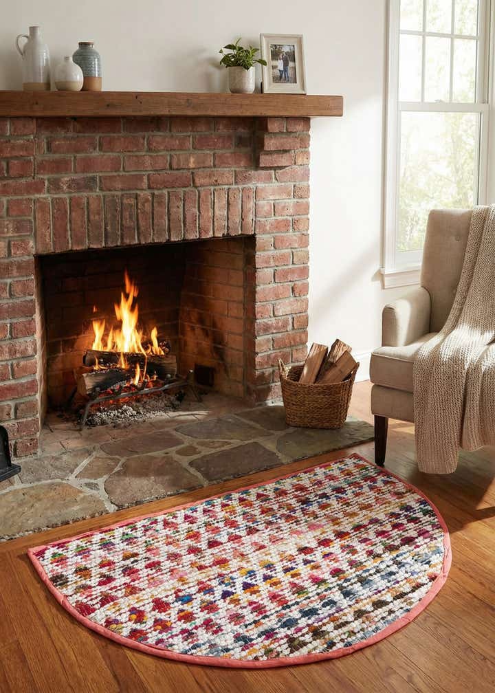 2' 2 x 3' 7 Hand Woven Braided Chindi Hearth Rug