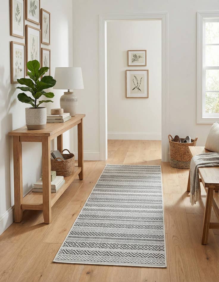 Detail image of 2' x 6' Easy-Clean Striped Indoor / Outdoor Runner Rug