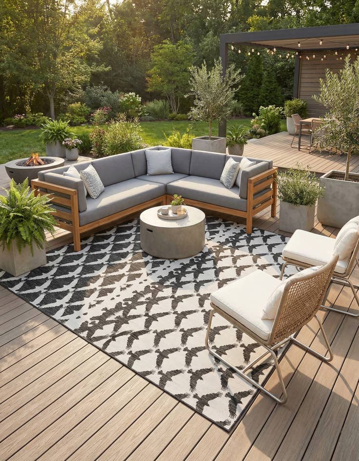 Detail image of 12' x 12'  Washable Modern Indoor / Outdoor Square Rug