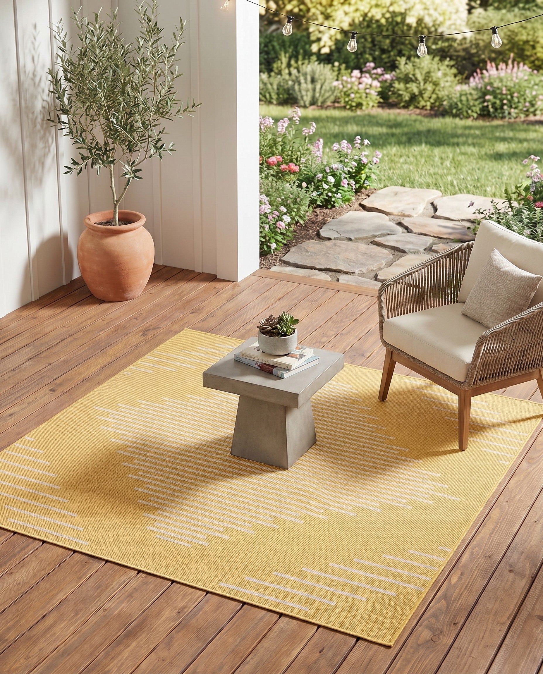 5' 3 x 5' 3 Easy-Clean Modern Indoor / Outdoor Square Rug