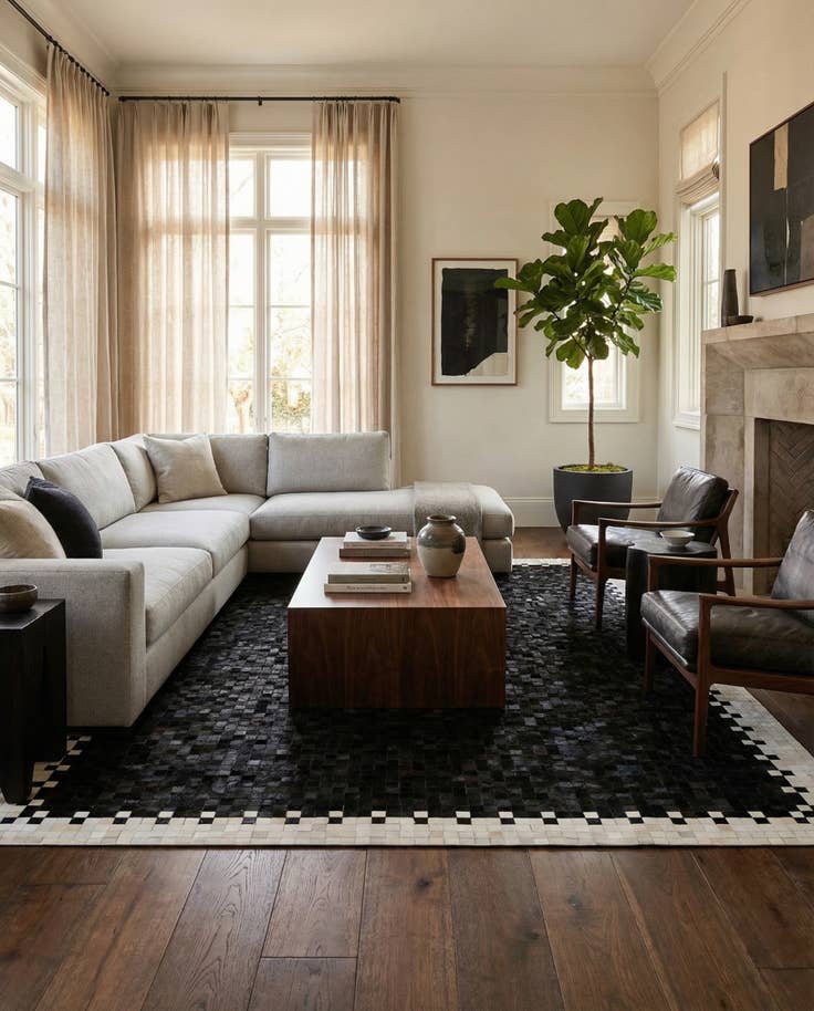 Detail image of 8' 1 x 9' 11 Cowhide Stocks Rug