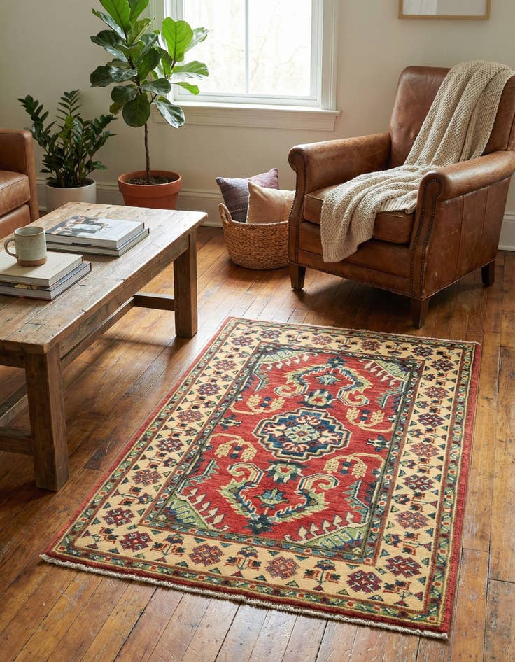 Detail image of 2' 9 x 4' 3  Hand Knotted Kazak Rug