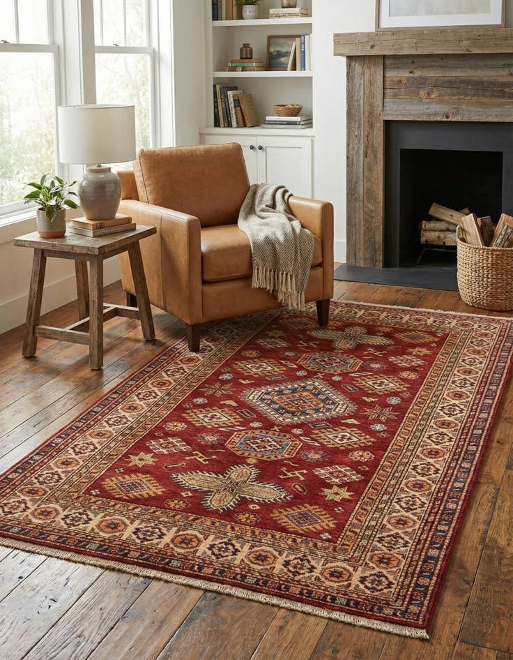 Detail image of  3' 10 x 6'  Hand Knotted Kazak Oriental Rug